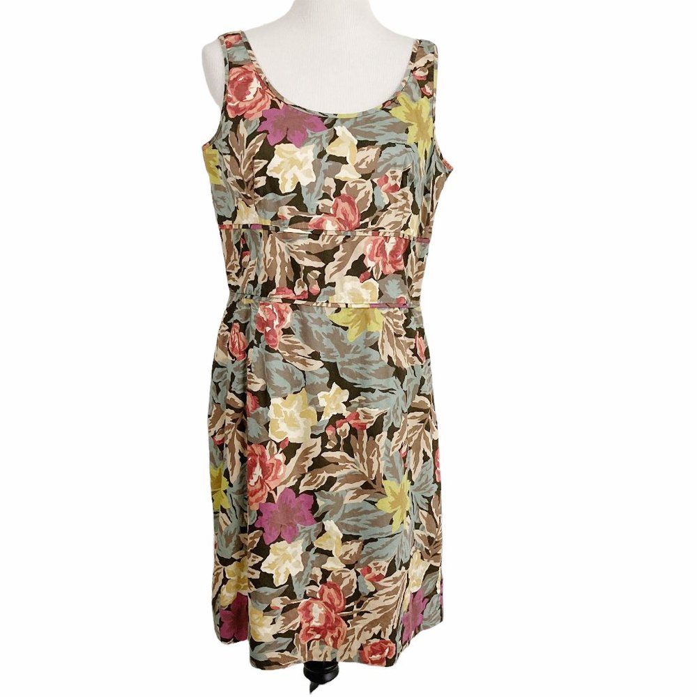 Peruvian Connection Floral Tank Dress in Brown, Yellow, Pink, Blue